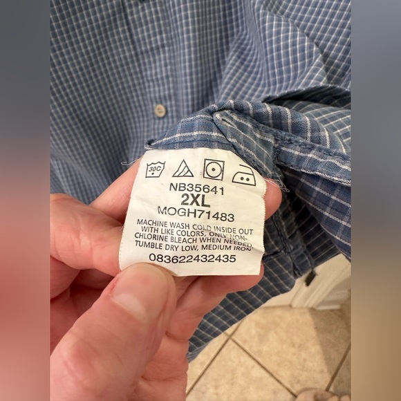 Wrangler Outdoor Men’s Button Down Shirt Size XXL Blue Short Sleeve 100% Cotton - Picture 6 of 8